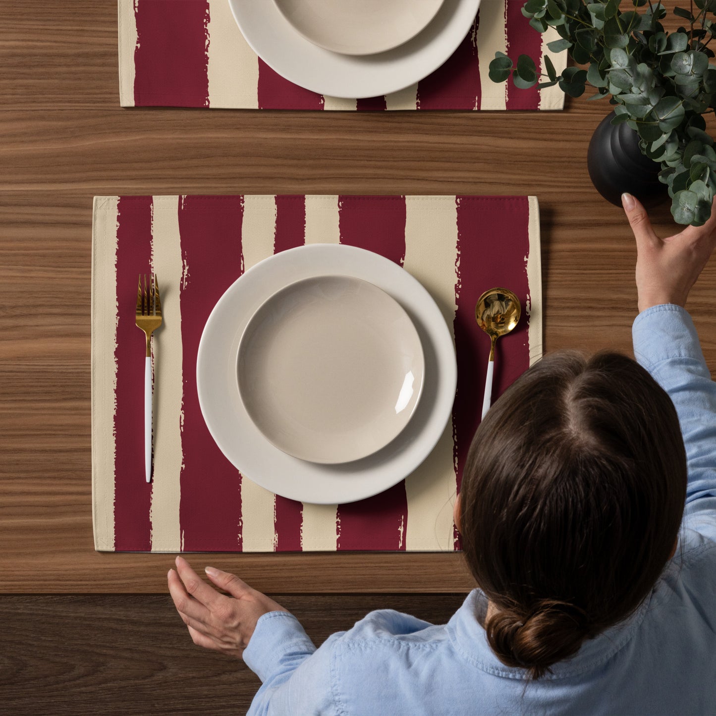 Placemat Set with Hand-painted Brush Stroke Print | PSBS-1285