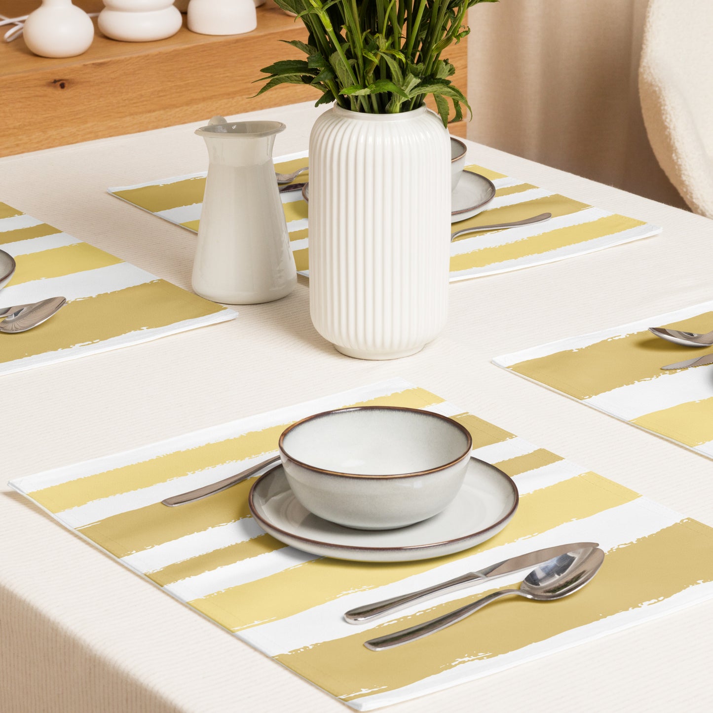 Placemat Set with Hand-painted Brush Stroke Print | PSBS-1381