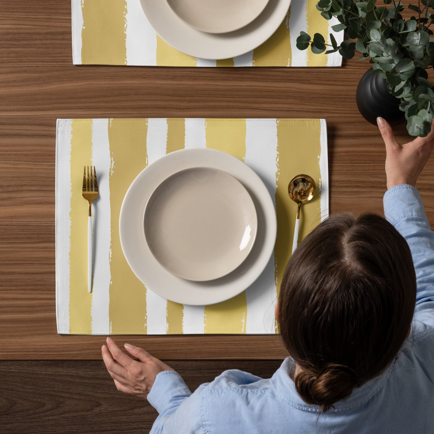 Placemat Set with Hand-painted Brush Stroke Print | PSBS-1381