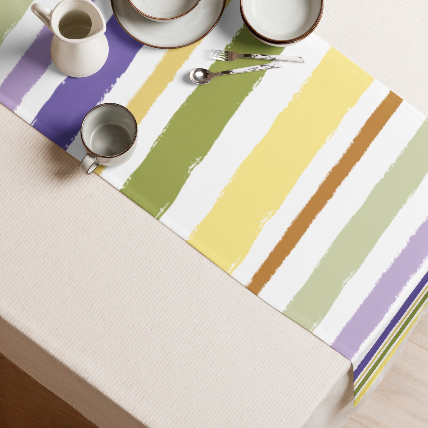 Table Runner with Hand-painted Brush Stroke Print | TRBS-1040