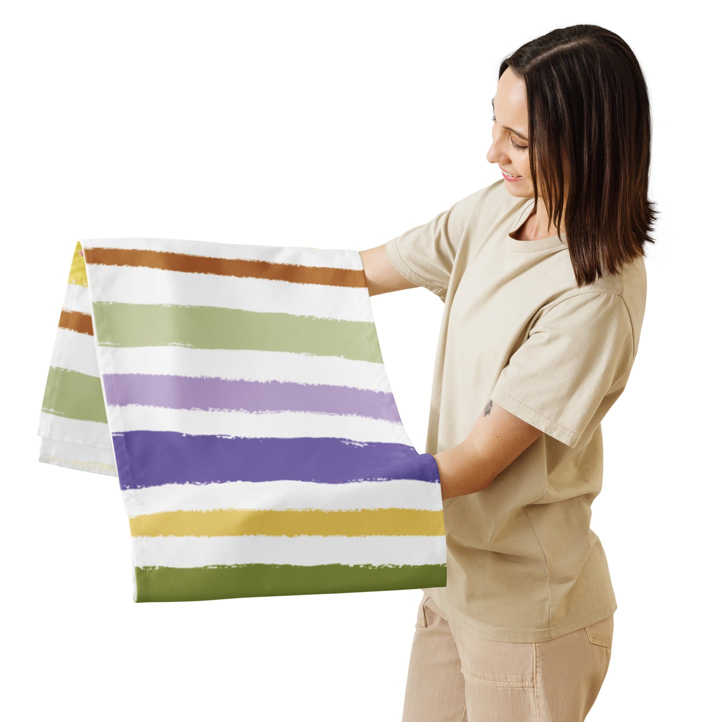 Table Runner with Hand-painted Brush Stroke Print | TRBS-1040