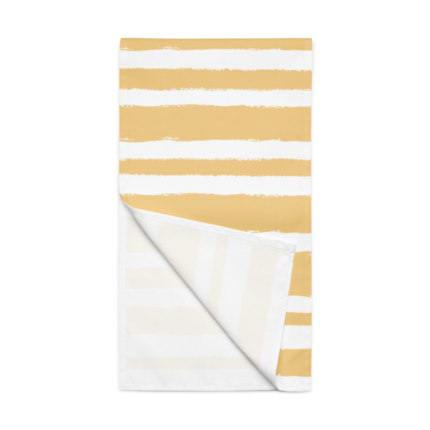 Yellow-orange & White Polyester Table Runner with Hand-painted Brush Stroke Print #TRBS-1131