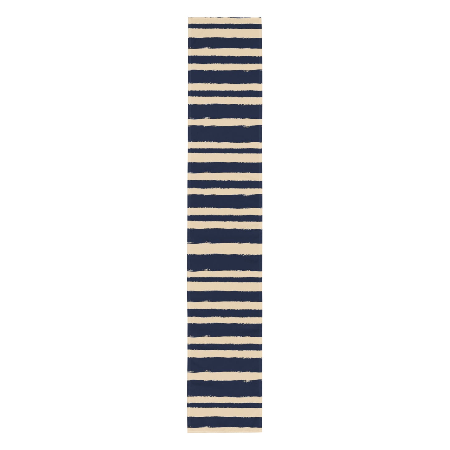 Navy Blue & Beige Polyester Table Runner with Hand-painted Brush Stroke Print #TRBS-1275