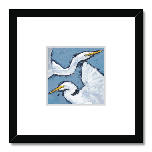 Framed Fine Art Print, Faux Mat - 12x12 inches | Heron Pair in Acrylic, FMS-1020-002
