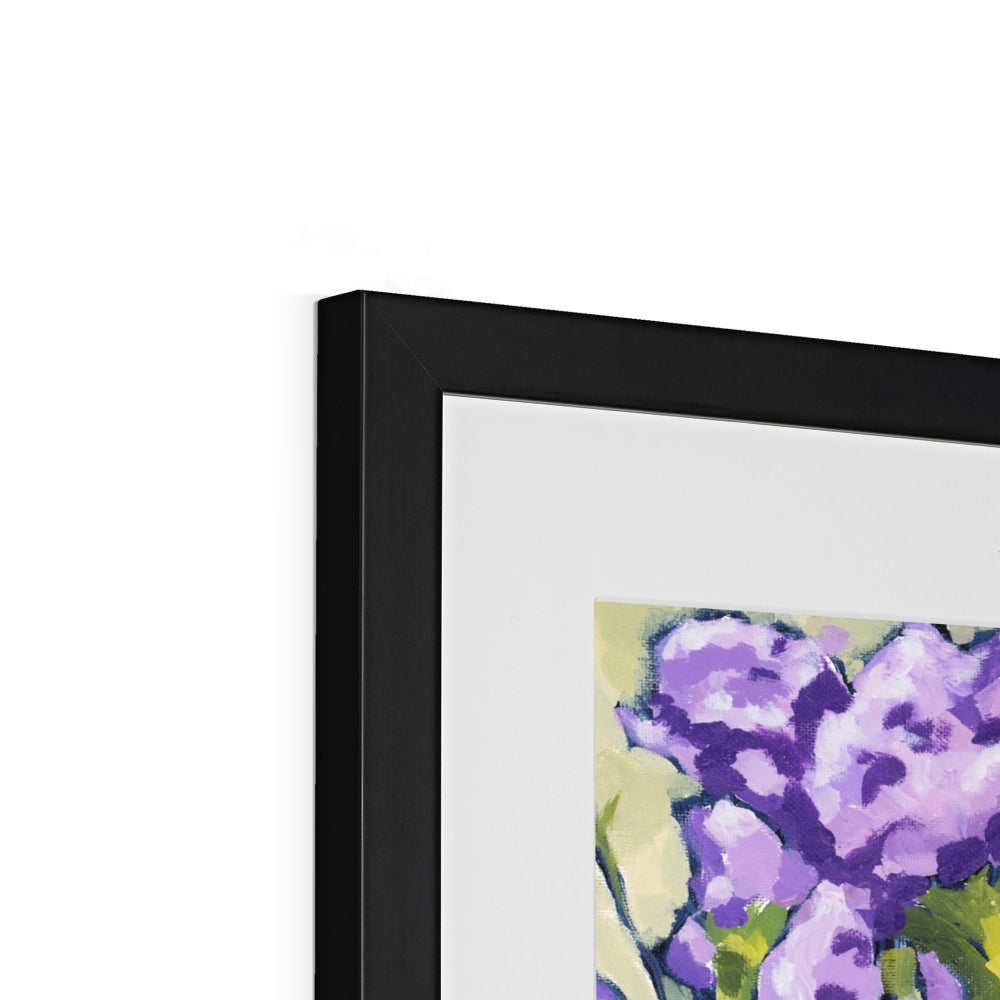Framed Fine Art Print, White Mat - 8x8 12x12 16x16 20x20 24x24 28x28 inches | Mauve Carnations in Acrylic, FPS-1070