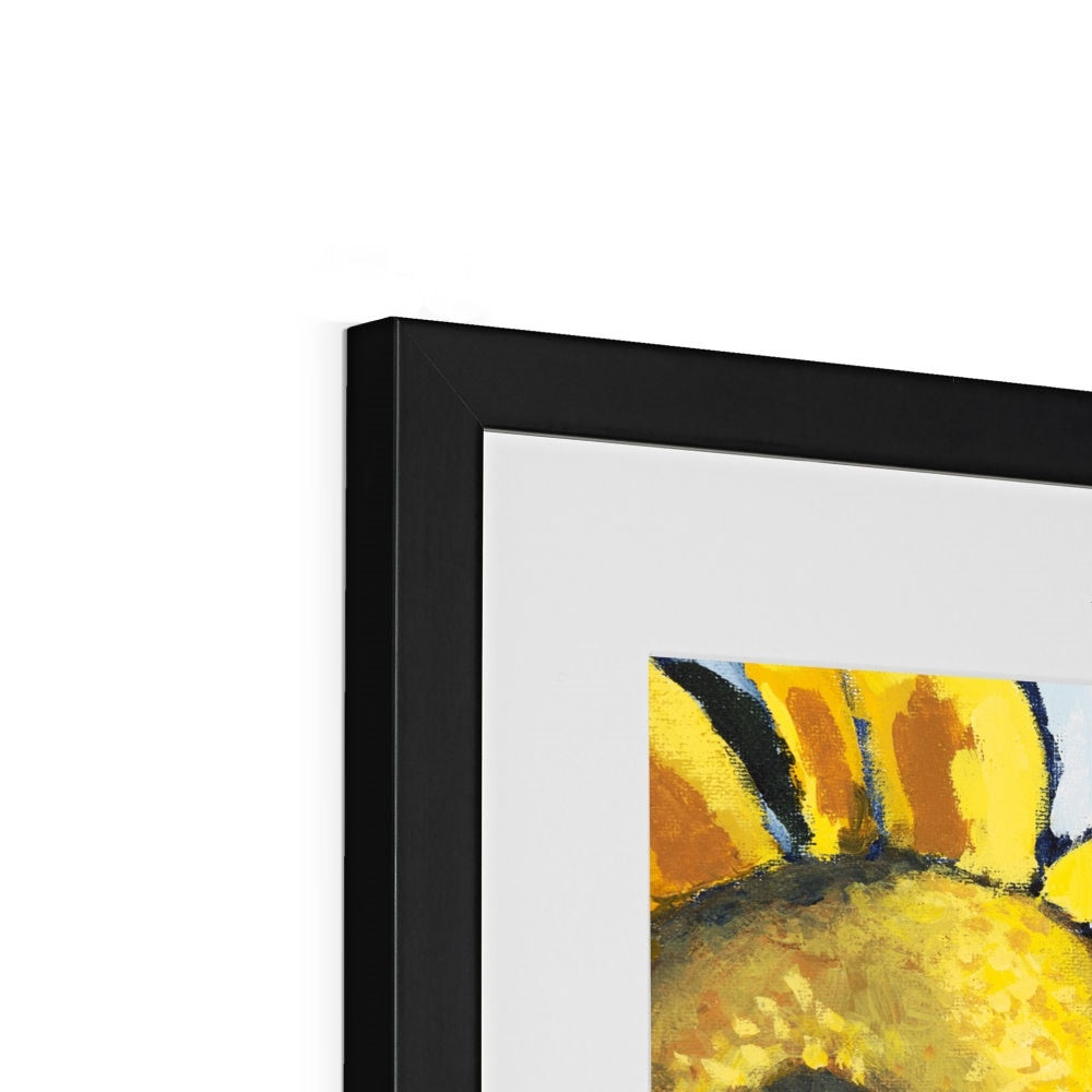 Framed Fine Art Print, White Mat - 6x8 8x12 12x16 12x18 inches | Sunflowers in Acrylic, FPV-1040-002