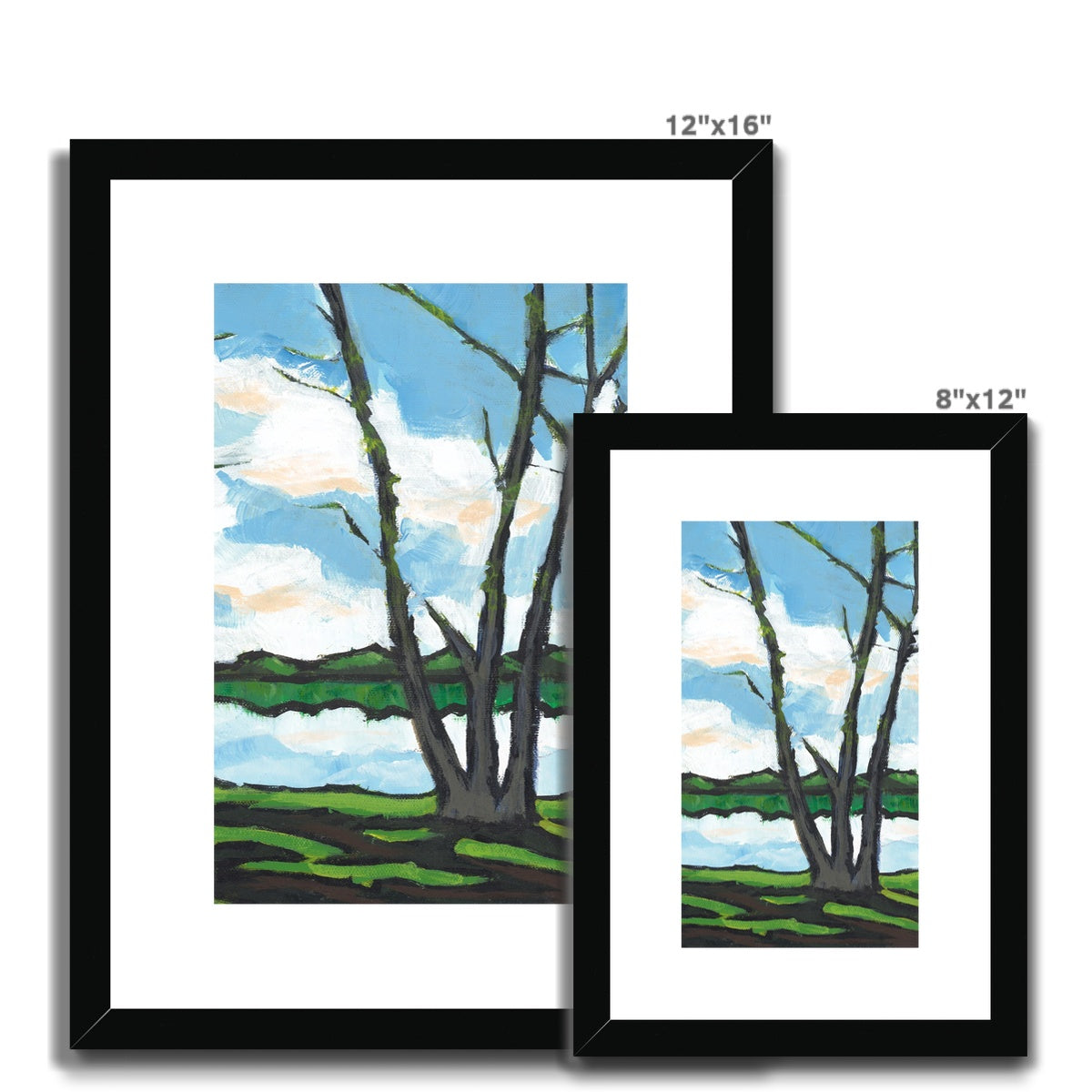 Framed Fine Art Print, White Mat - 6x8 8x12 12x16 18x24 inches | Lakeshore in Acrylic, FPV-1101-001