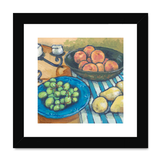 Framed Fine Art Print, White Mat , Still Life in Acrylic, FPS-1000-1103, 8"x8", Black Frame