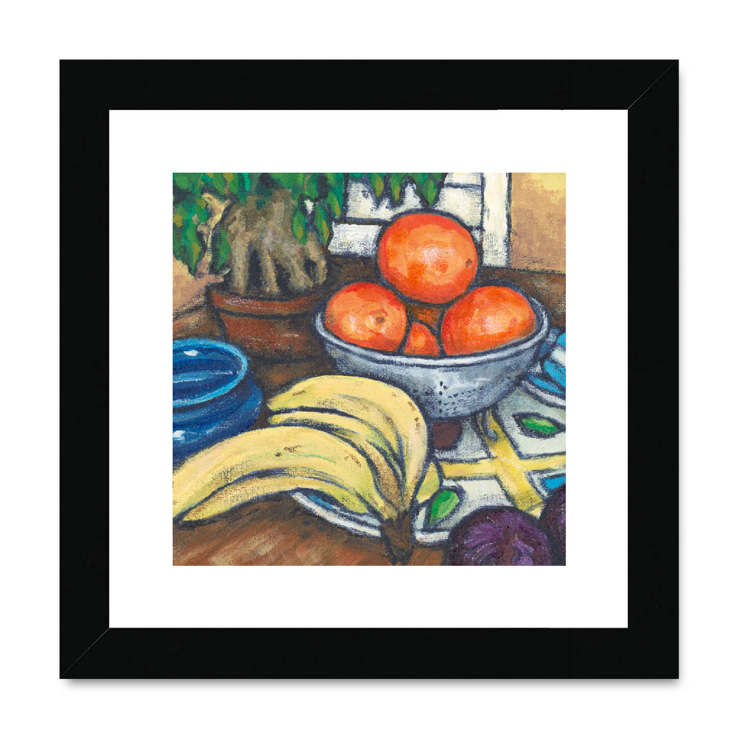 Framed Fine Art Print, White Mat , Still Life in Acrylic, FPS-1000-1104, 8"x8", Black Frame