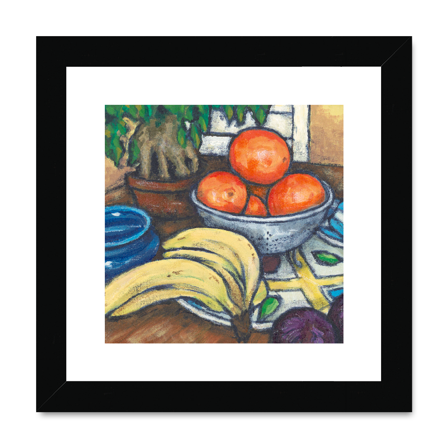 Framed Fine Art Print, White Mat , Still Life in Acrylic, FPS-1000-1104, 8"x8", Black Frame