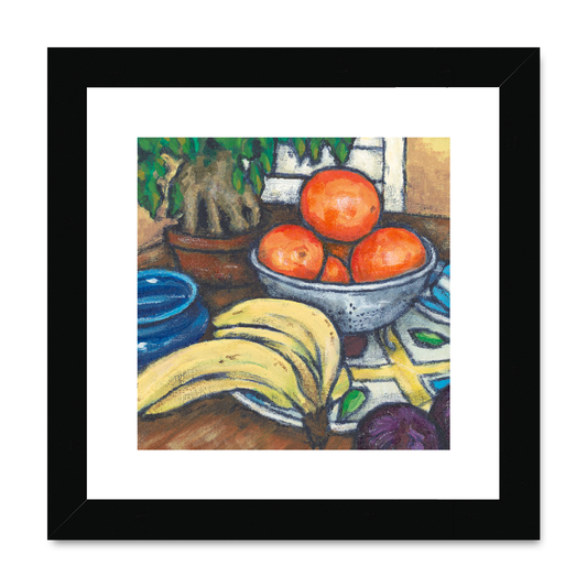 Framed Fine Art Print, White Mat , Still Life in Acrylic, FPS-1000-1104, 8"x8", Black Frame