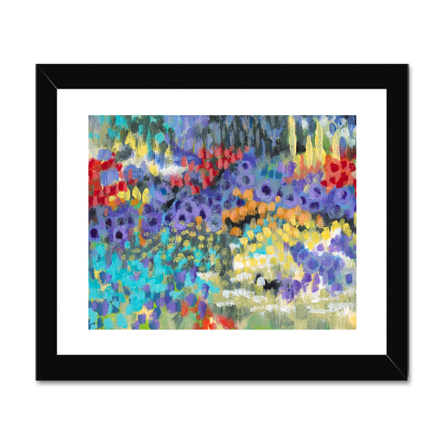 Framed Fine Art Print, White Mat - 10x8 14x11 20x16 28x20 40x28 inches | Floral Garden in Acrylic, FPH-1000-1145