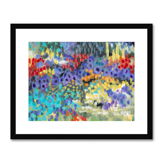 Framed Fine Art Print, White Mat - 10x8 14x11 20x16 28x20 40x28 inches | Floral Garden in Acrylic, FPH-1000-1145