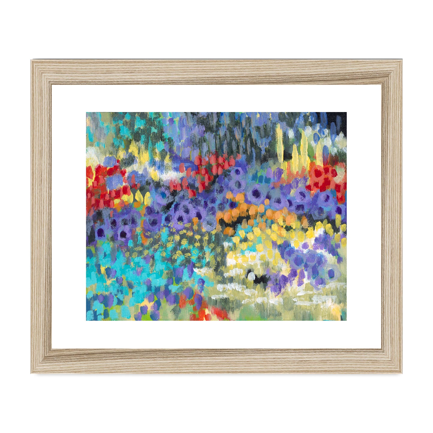 Framed Fine Art Print, White Mat - 10x8 14x11 20x16 28x20 40x28 inches | Floral Garden in Acrylic, FPH-1000-1145