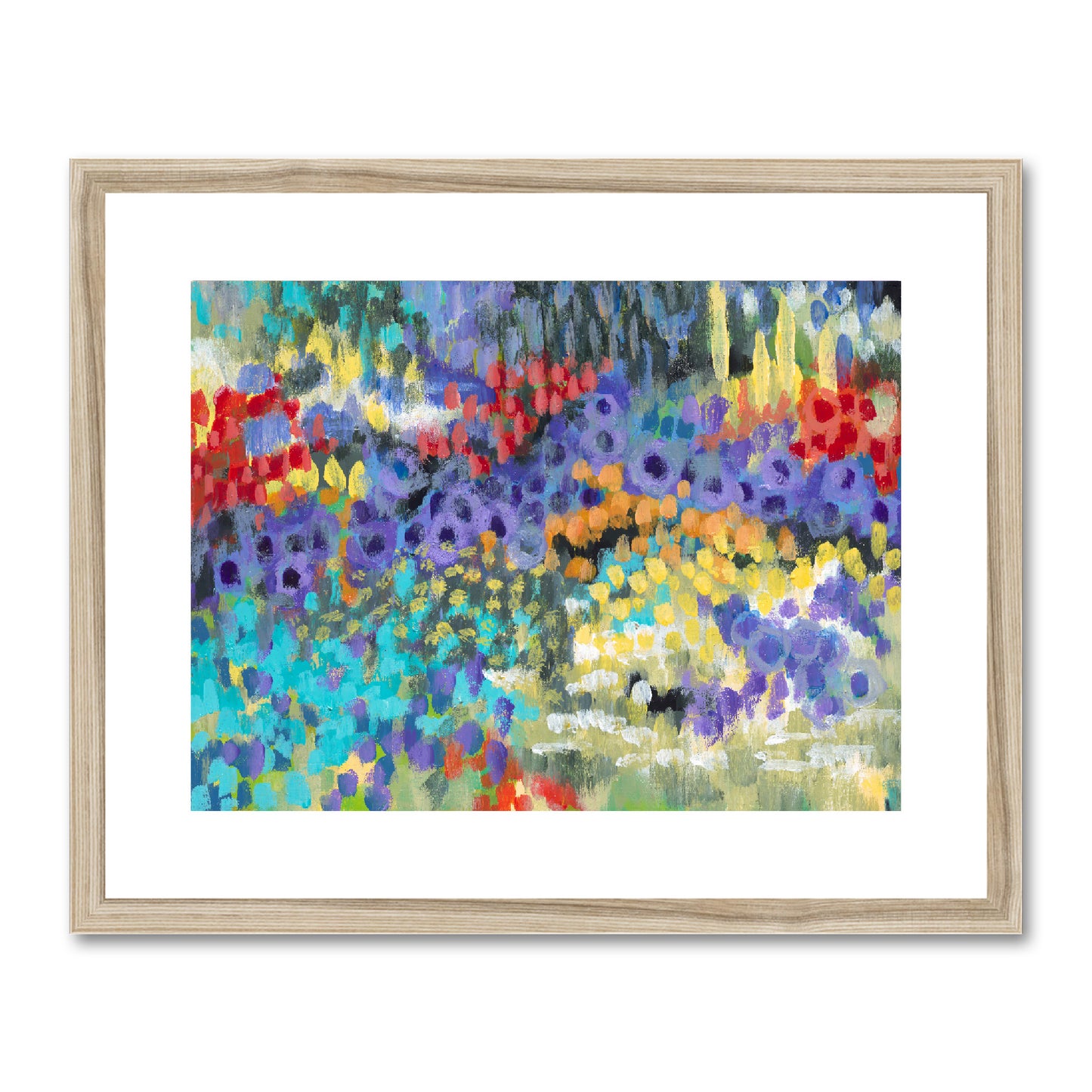 Framed Fine Art Print, White Mat - 10x8 14x11 20x16 28x20 40x28 inches | Floral Garden in Acrylic, FPH-1000-1145