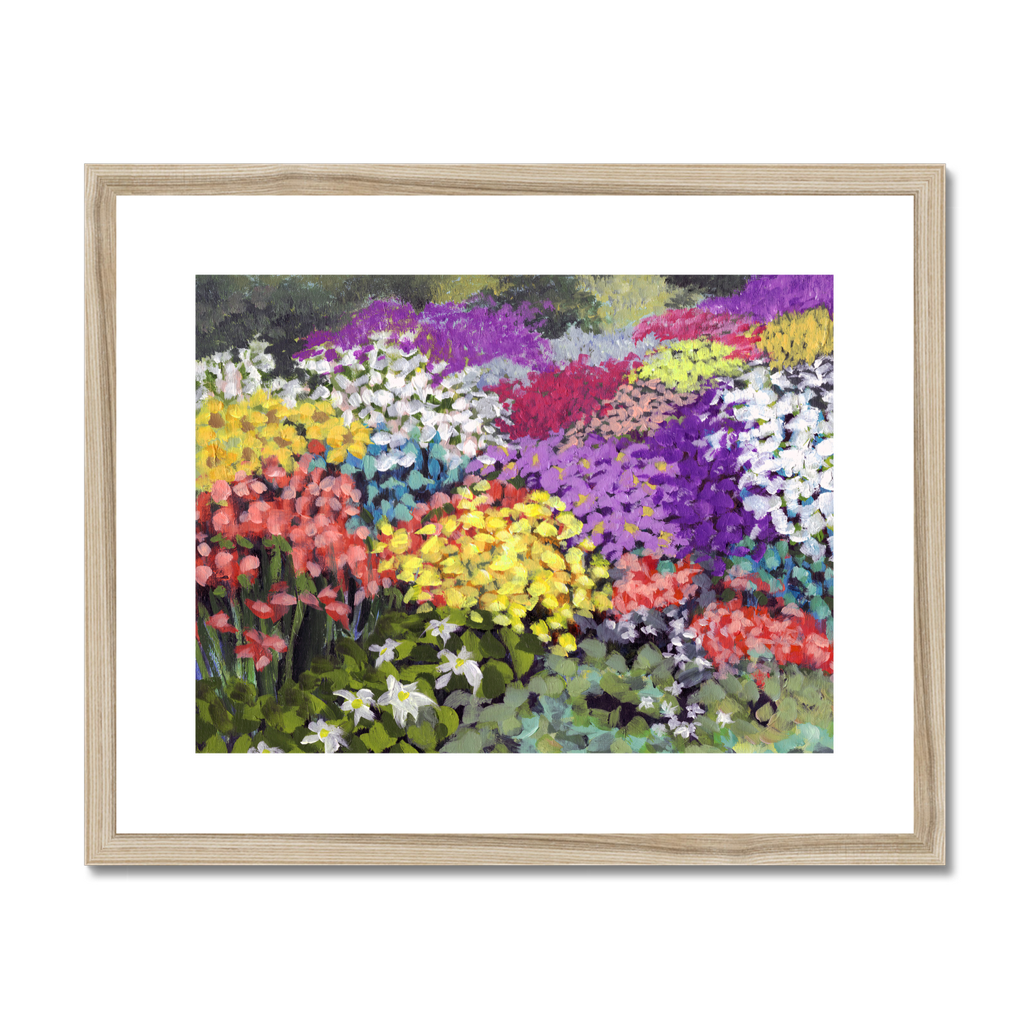 Framed Fine Art Print, White Mat - 10x8 14x11 20x16 28x20 40x28 inches | Floral Garden in Acrylic, FPH-1000-1147