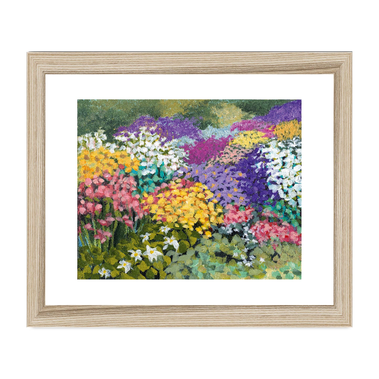 Framed Fine Art Print, White Mat - 10x8 14x11 20x16 28x20 40x28 inches | Floral Garden in Acrylic, FPH-1000-1147