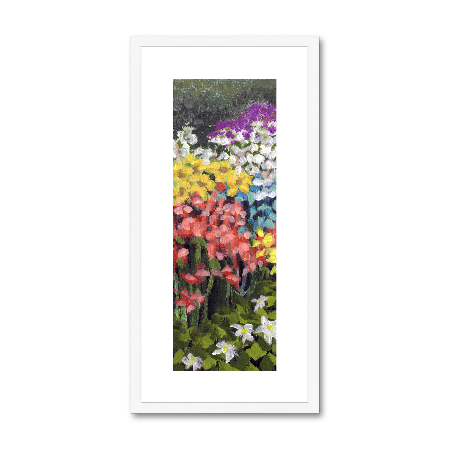 Framed Fine Art Print, White Mat - 12x24 inches | Floral Garden, FPT-1000-1147-001