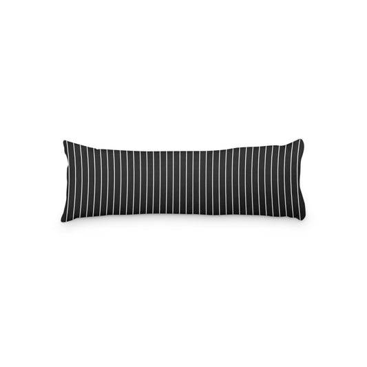 Black Microfiber Body Pillow with Fine White Stripes, MFBP-1010-152,  20 x 54 inches
