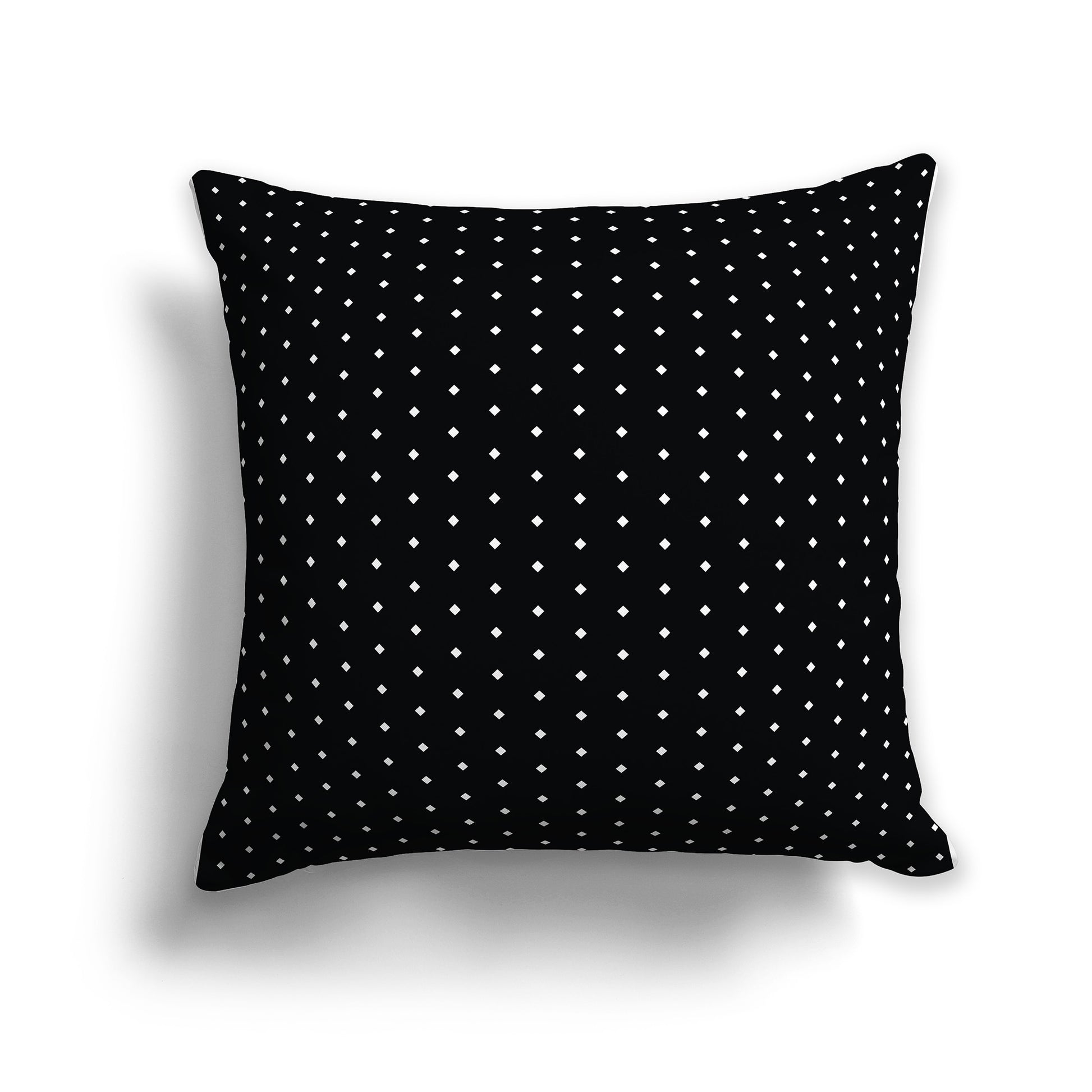 Black 14 inch Throw Pillow with Small White Diamond Pattern on Front