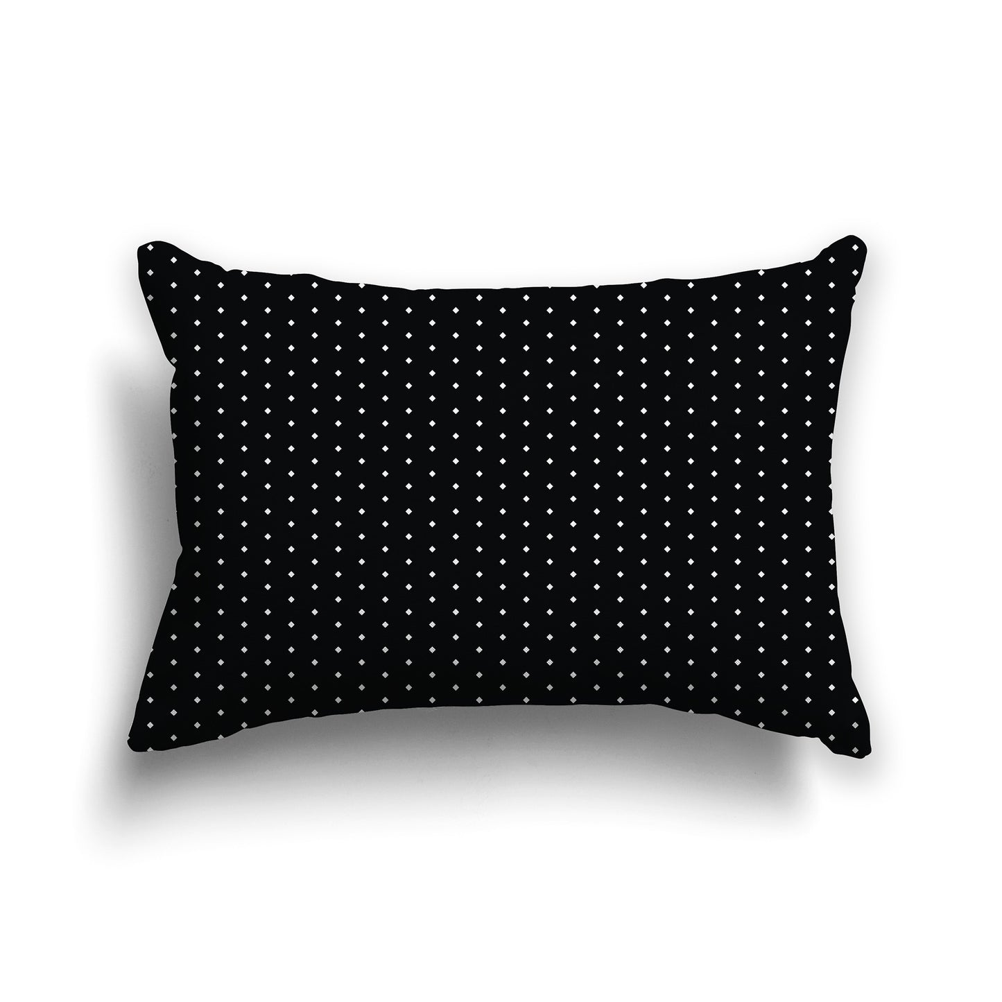 Black 20x14 inch lumbar Throw Pillow with Small White Diamond Pattern on Front