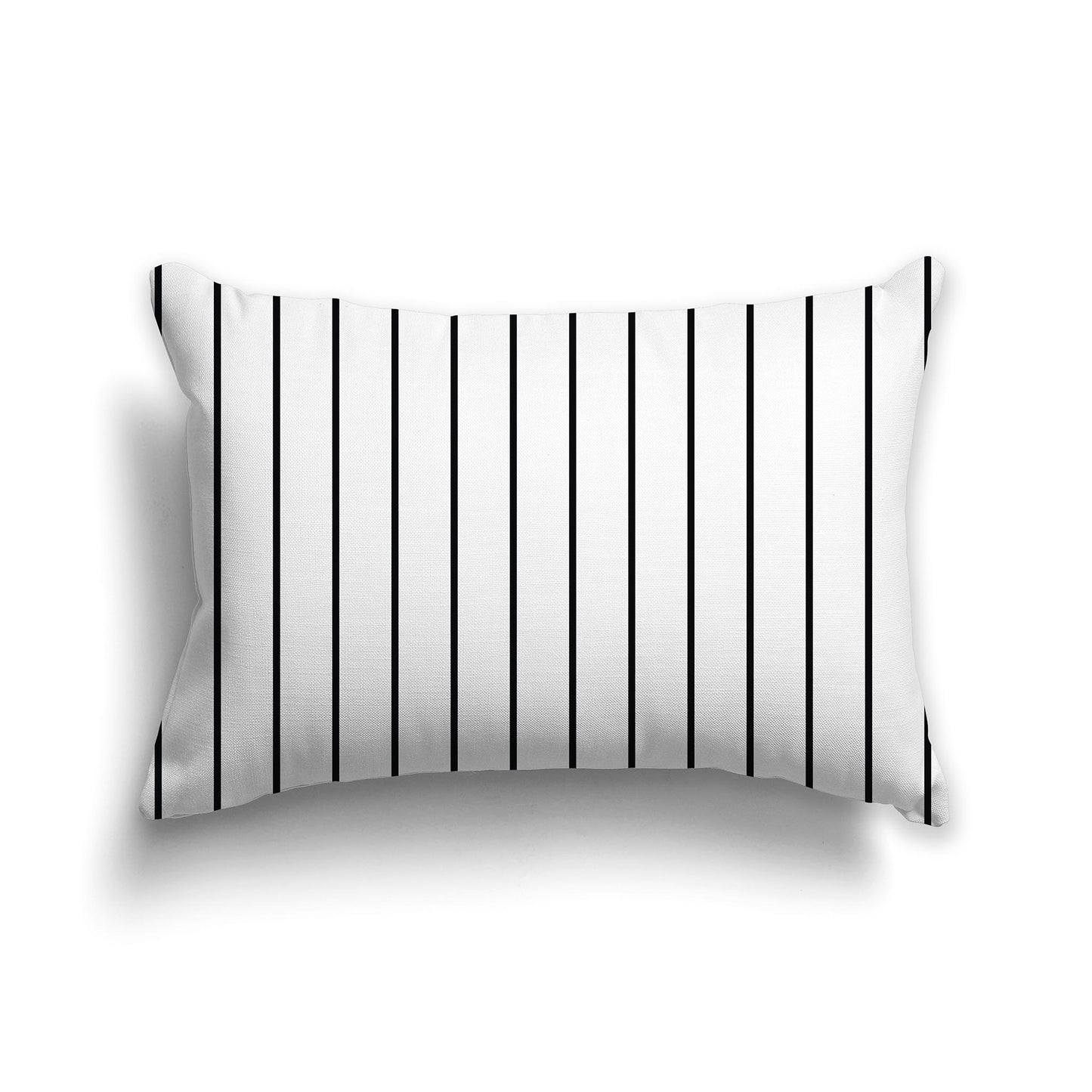 White 20x14 inch lumbar Throw Pillow with Fine Black Vertical Stripes