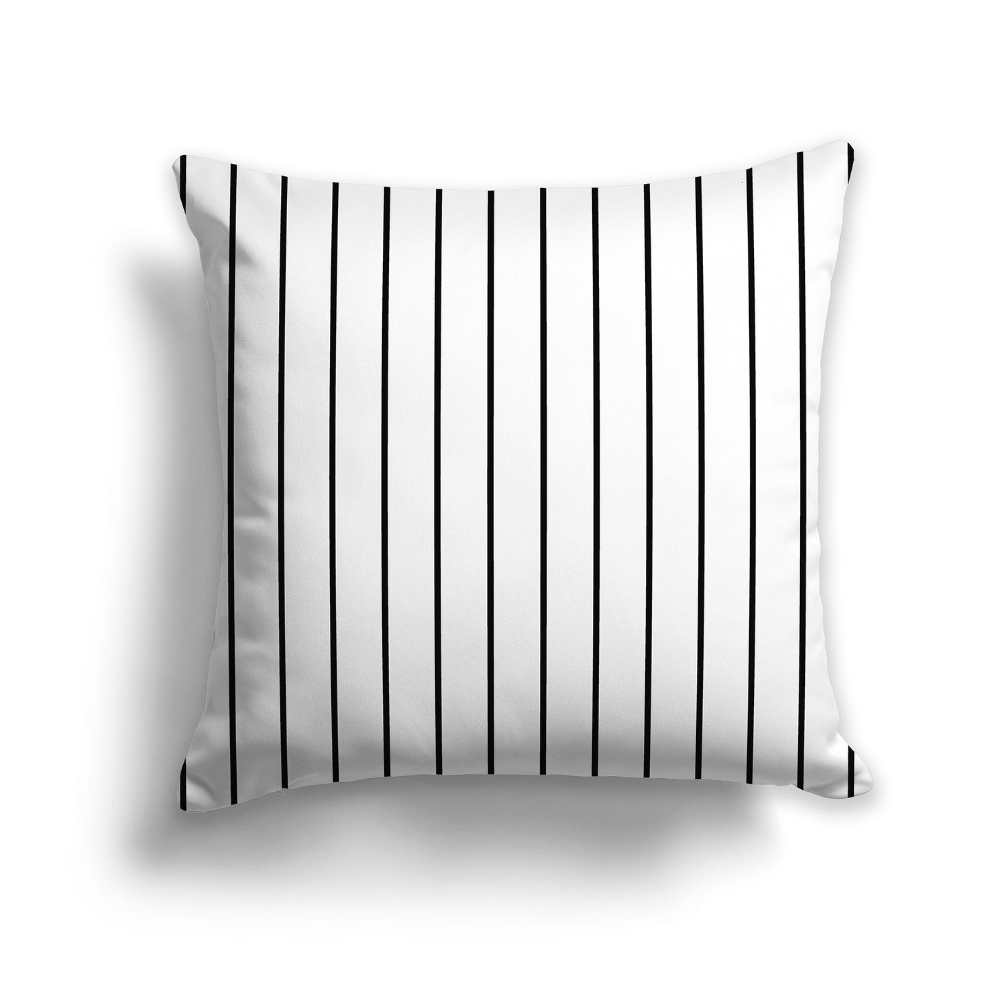 White 20 inch Throw Pillow with Fine Black Vertical Stripes