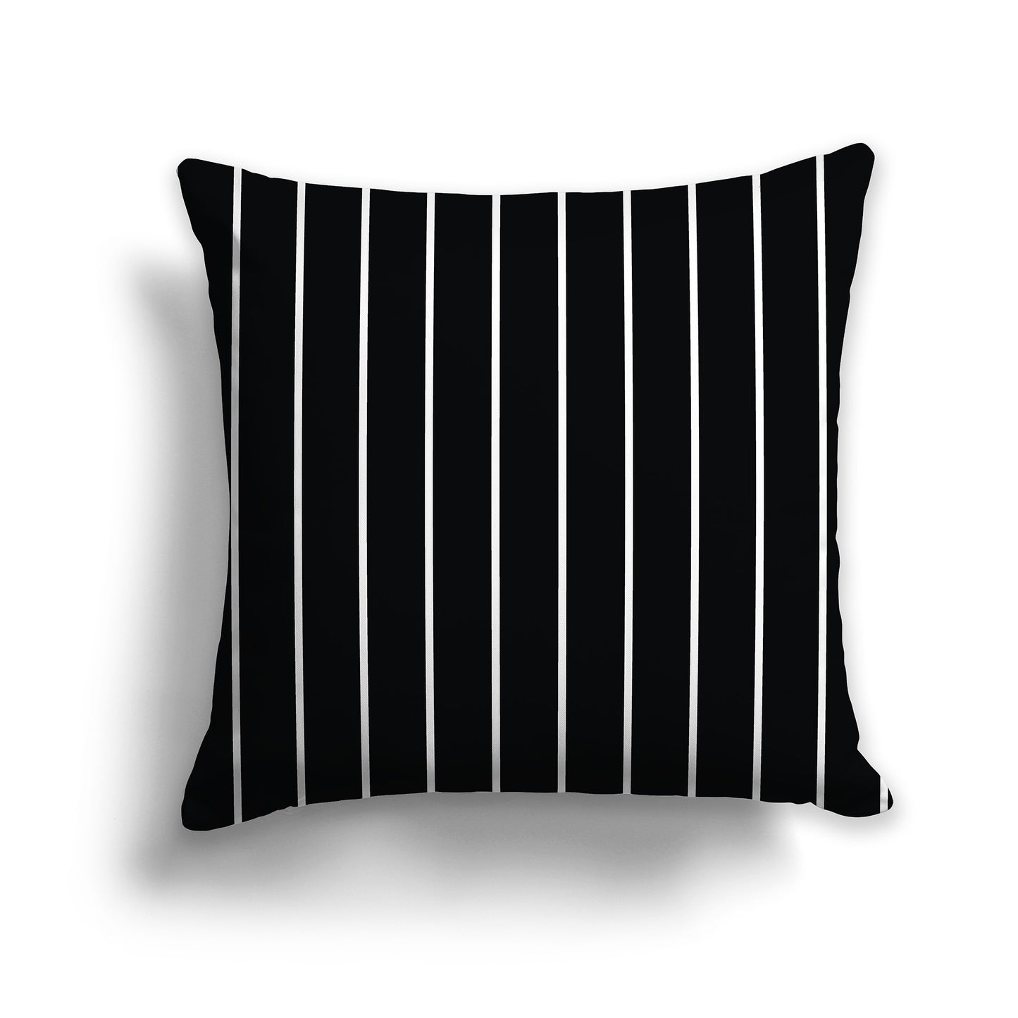 Black 16 inch Throw Pillow with Fine White Vertical Stripes