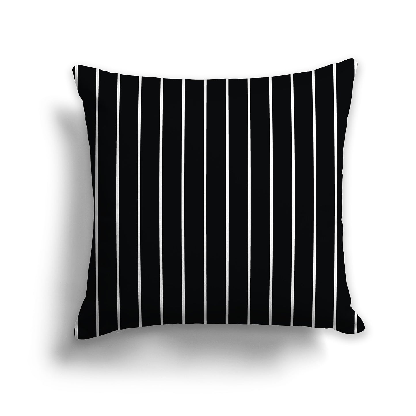 Black 20 inch Throw Pillow with Fine White Vertical Stripes