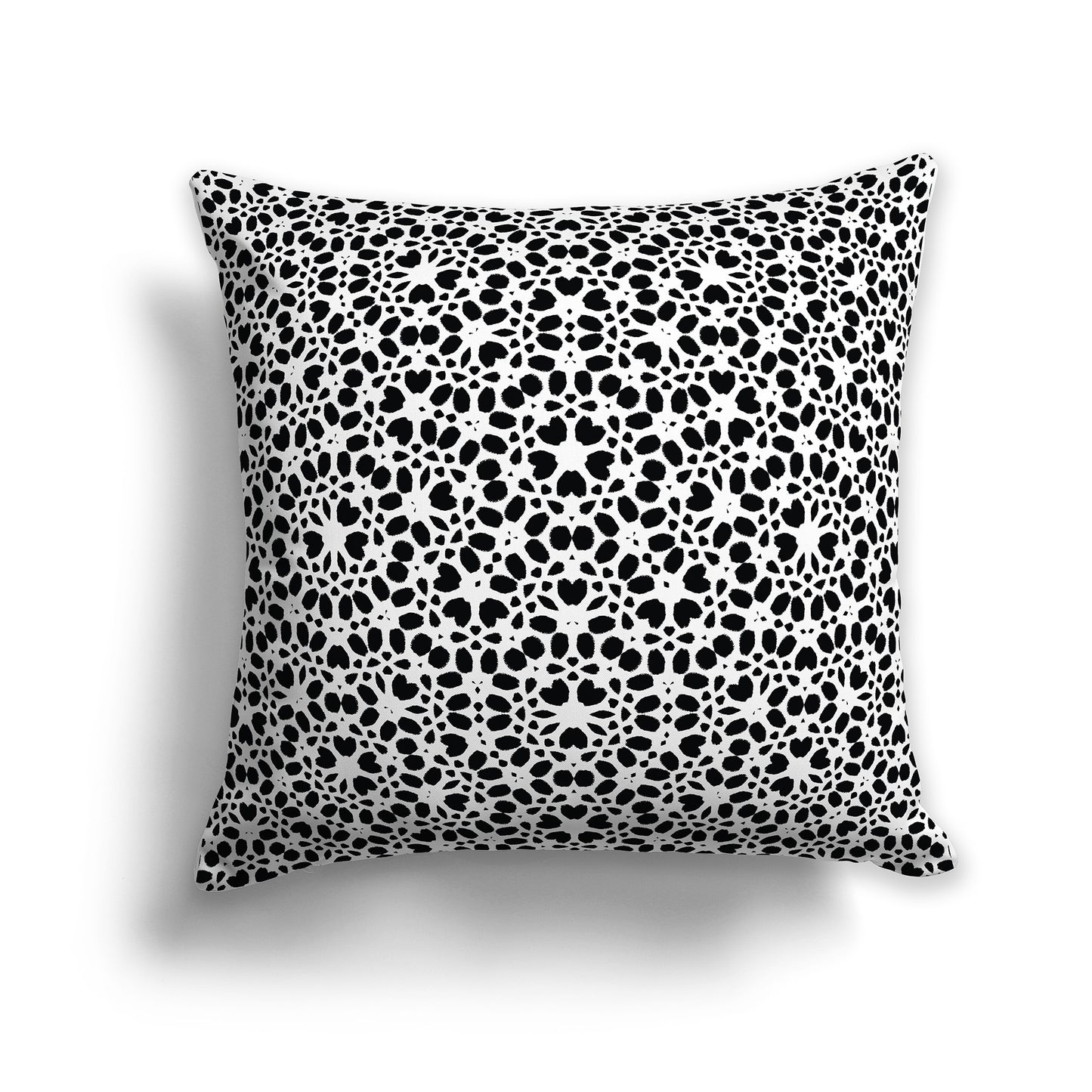 White 18 inch Throw Pillow with Black Paint Dab Pattern