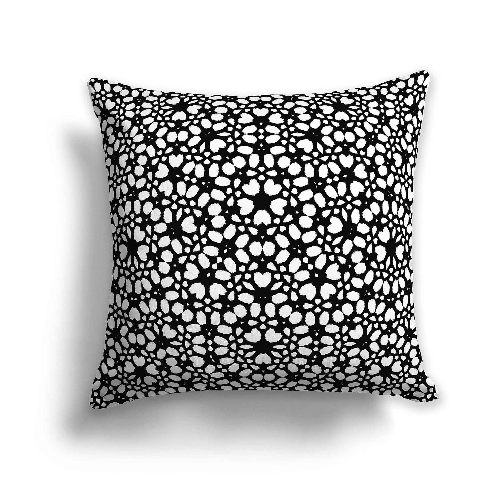Black 14 inch Throw Pillow with White Paint Dab Pattern