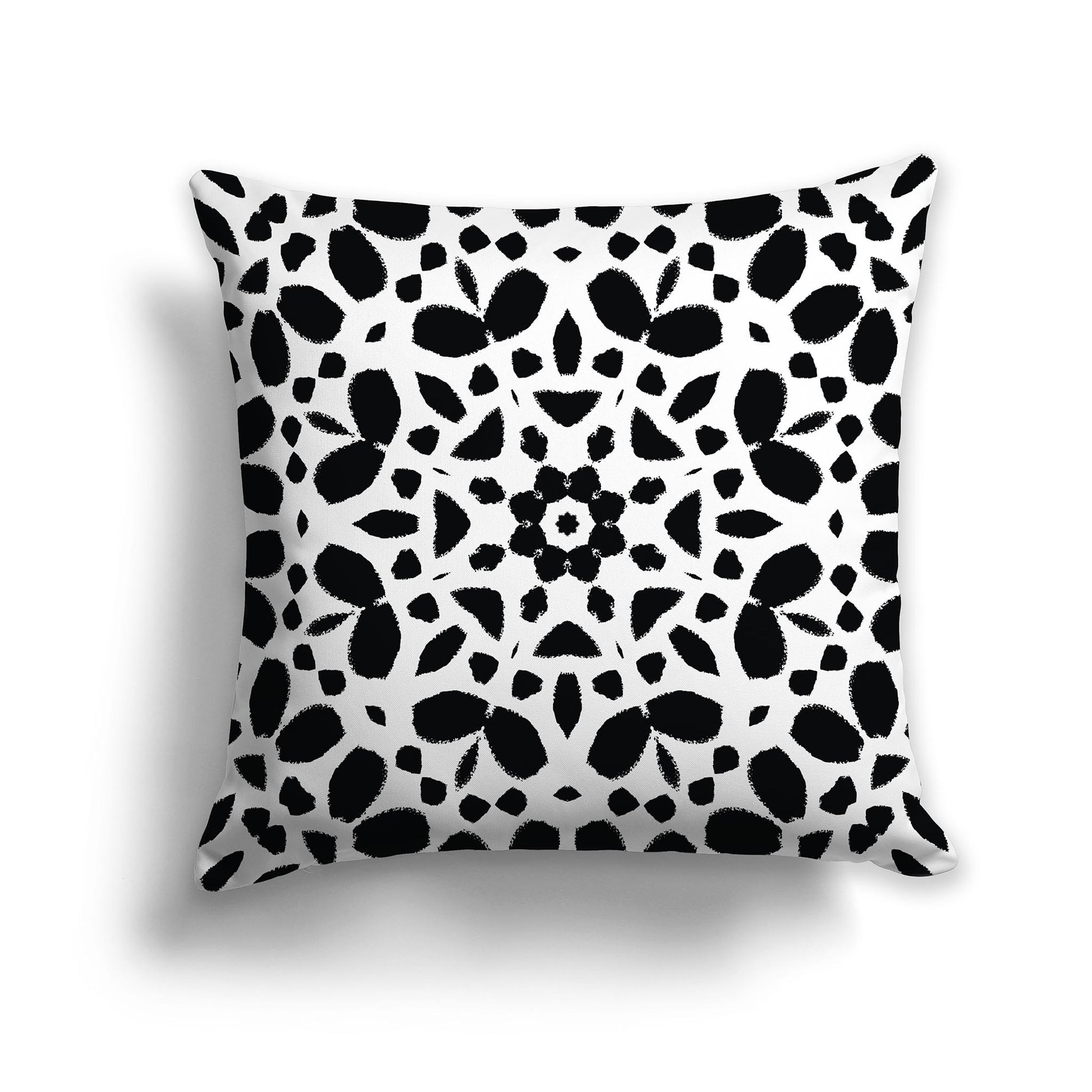 White Lumbar Throw Pillow with Black Circular Pattern