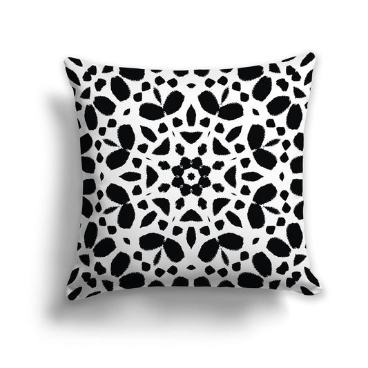 White Lumbar Throw Pillow with Black Circular Pattern