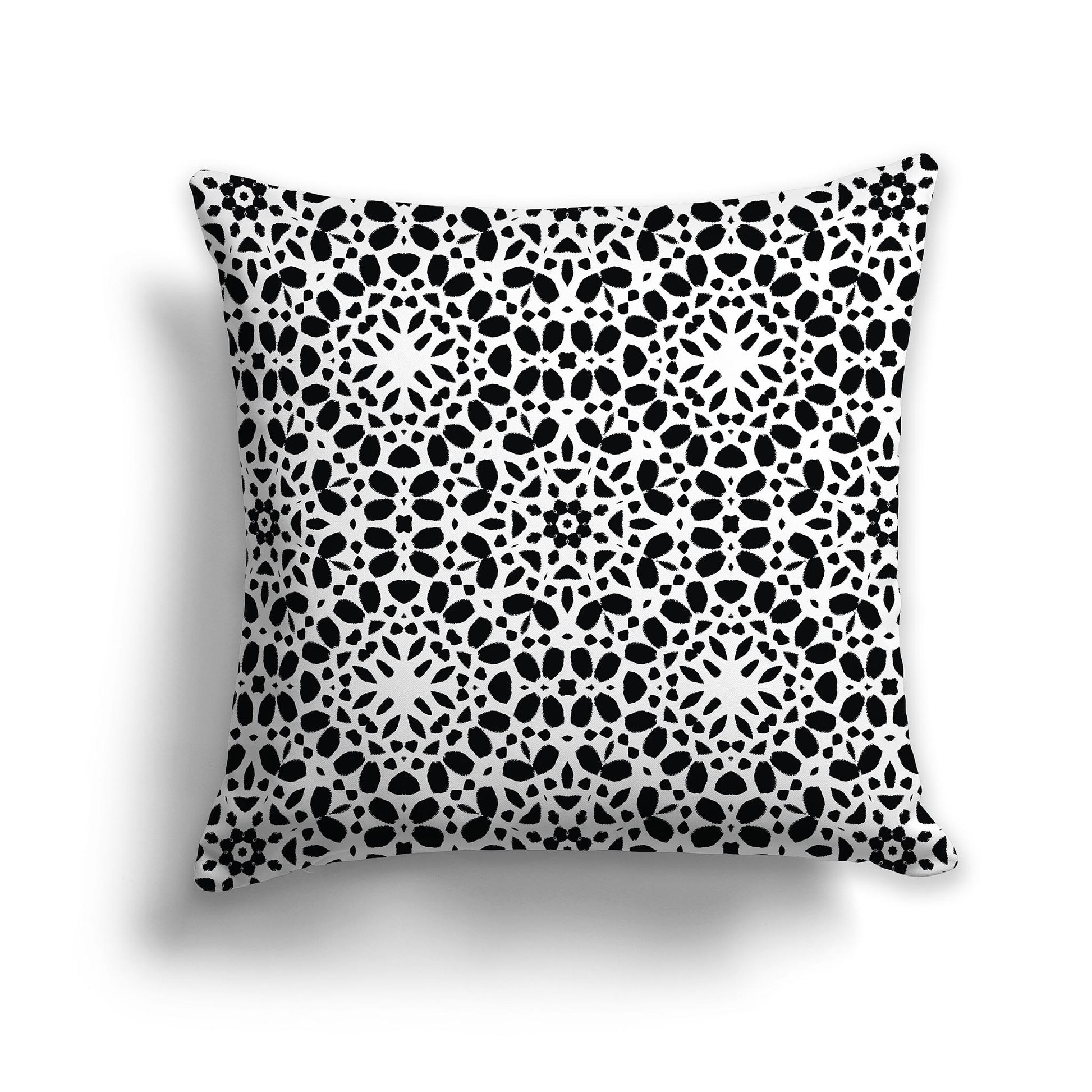 White Lumbar Throw Pillow with Fine Black Circular Pattern