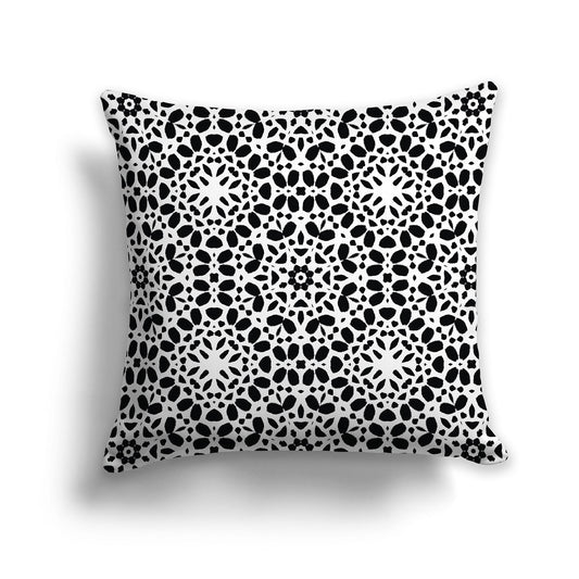 White Lumbar Throw Pillow with Fine Black Circular Pattern