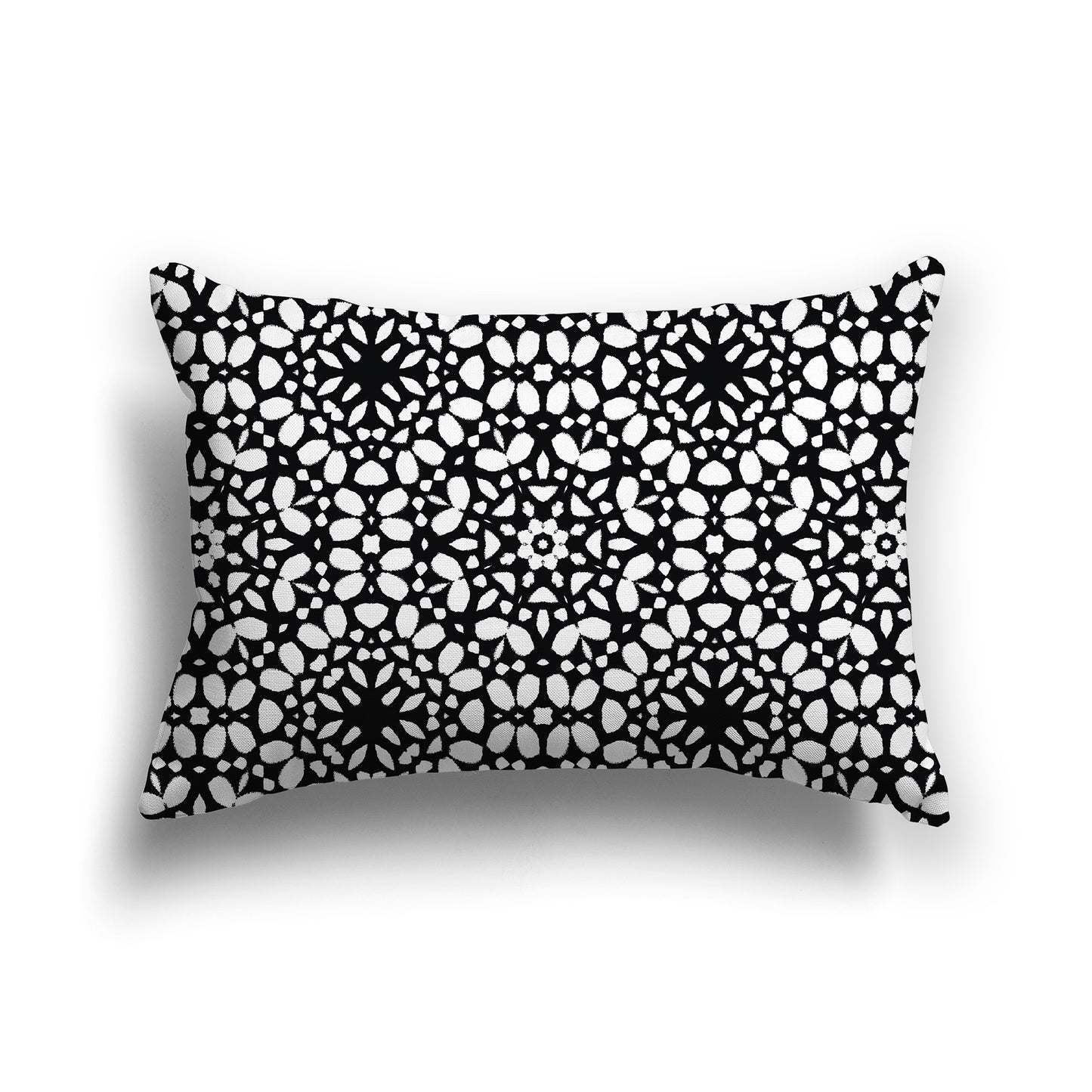 Black Square Throw Pillow with Fine White Circular Pattern