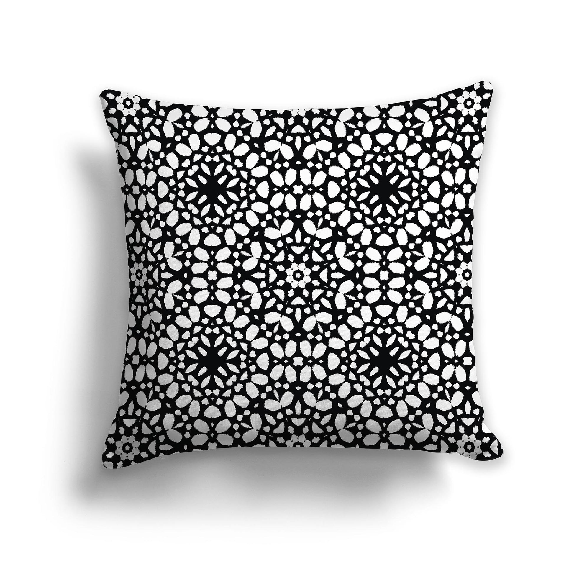 Black Lumbar Throw Pillow with Fine White Circular Pattern