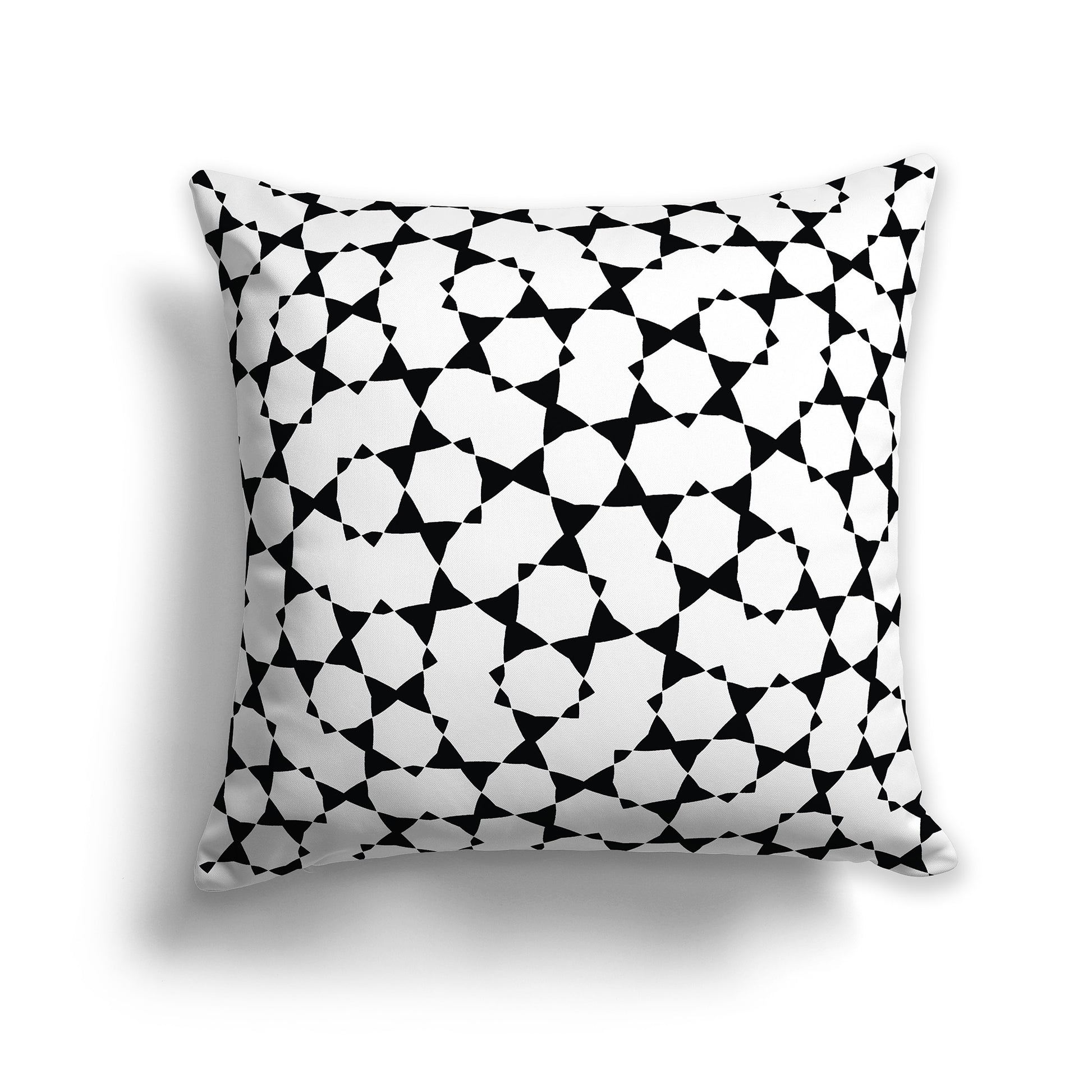White 14 inch Throw Pillow with Black Geometric Pattern