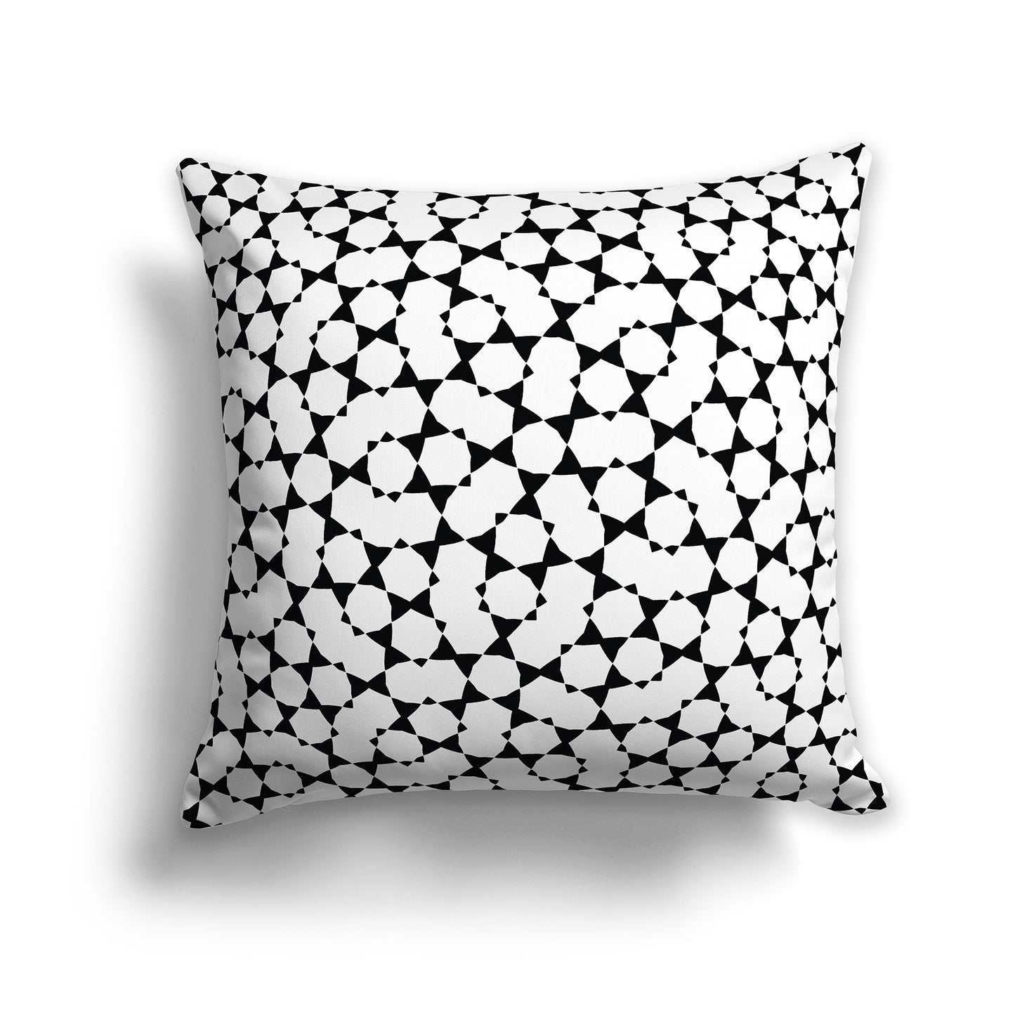 White 20 inch Throw Pillow with Black Geometric Pattern