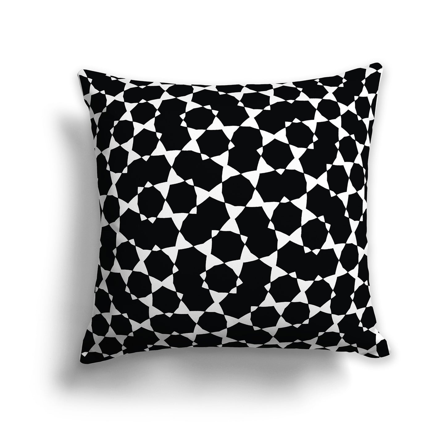 Black 14 inch Throw Pillow with White Geometric Pattern