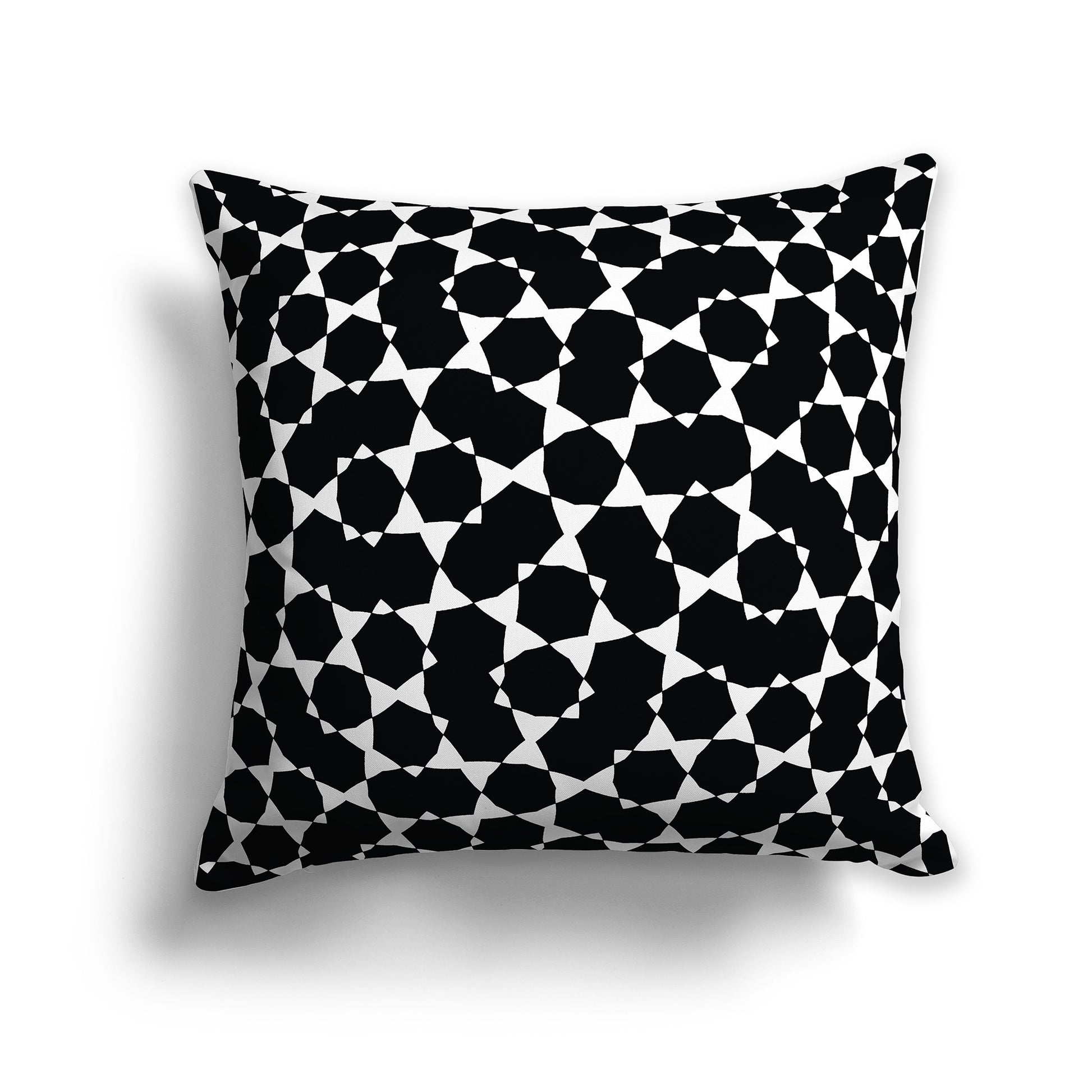 Black 14 inch Throw Pillow with White Geometric Pattern
