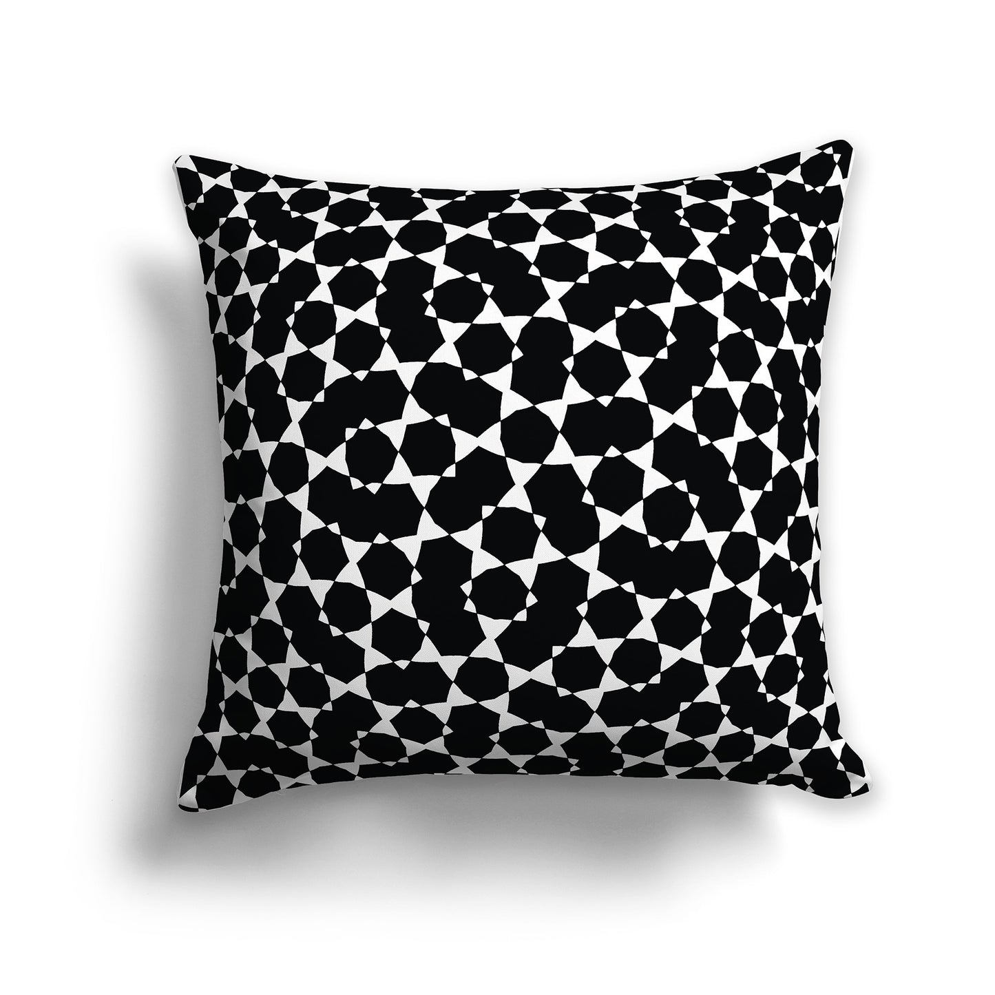 Black 18 inch Throw Pillow with White Geometric Pattern