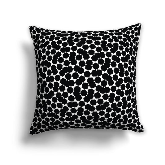 Black 26 inch Throw Pillow with White Geometric Pattern