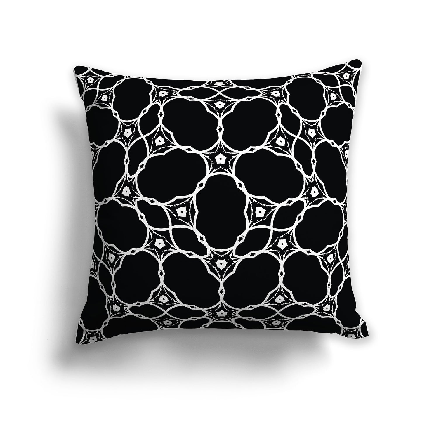 Black 14 inch Throw Pillow with White Cloud-shaped Pattern