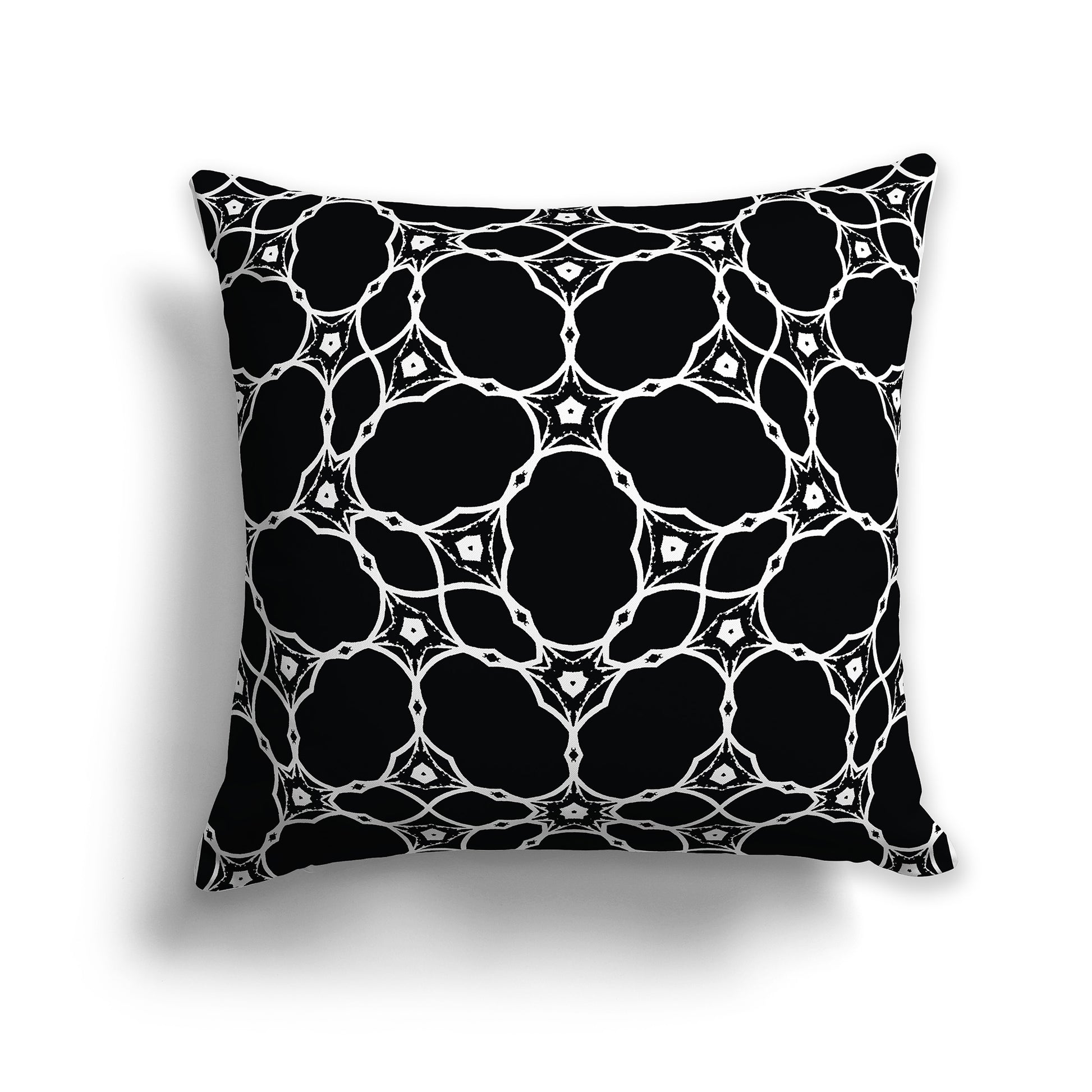 Black 14 inch Throw Pillow with White Cloud-shaped Pattern