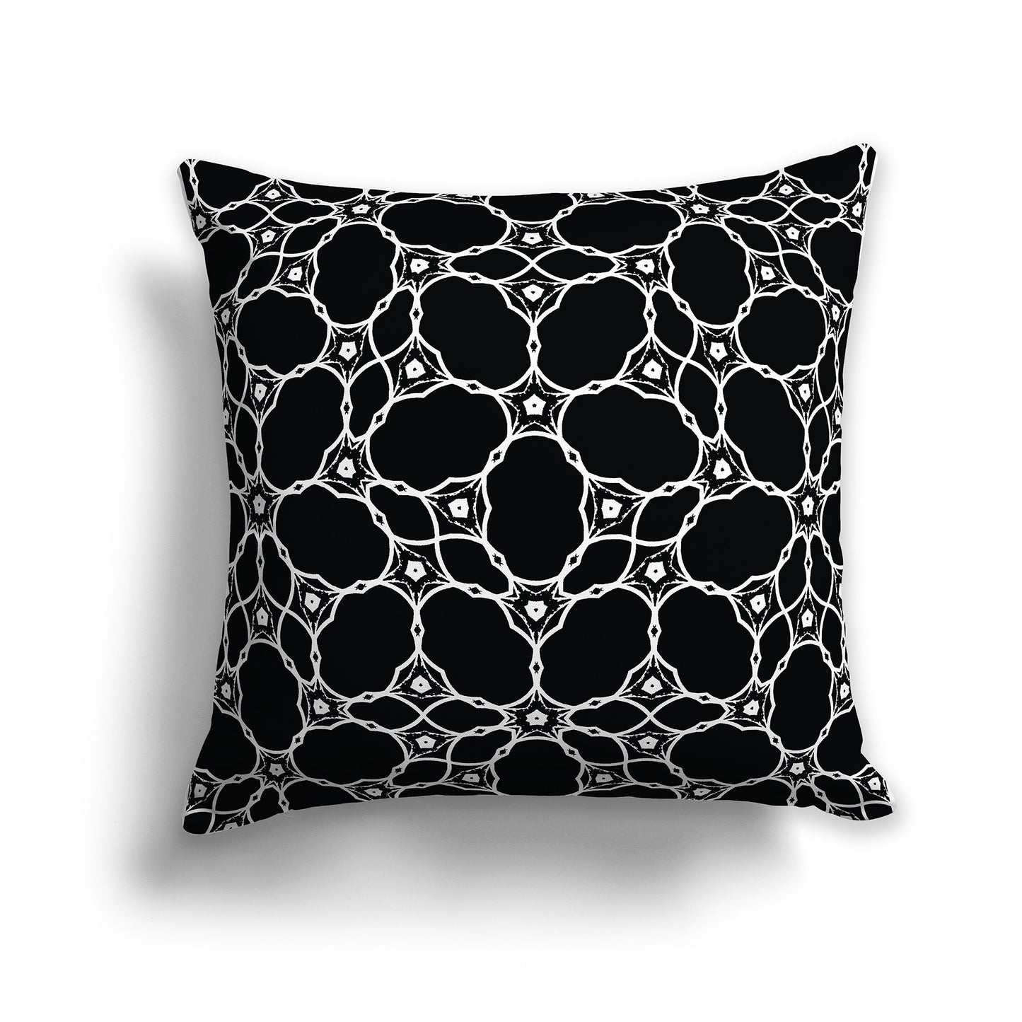 Black 18 inch Throw Pillow with White Cloud-shaped Pattern