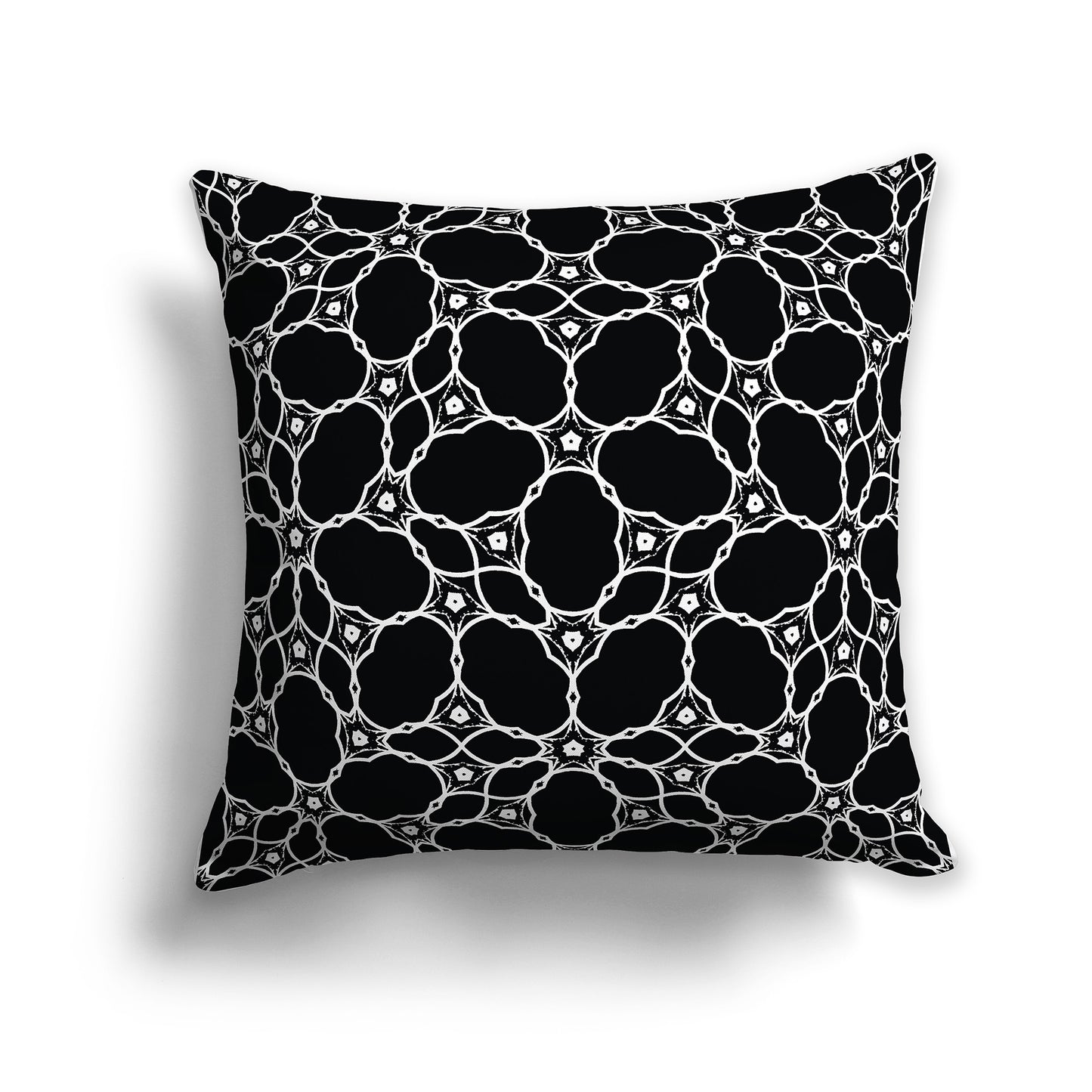 Black 20 inch Throw Pillow with White Cloud-shaped Pattern