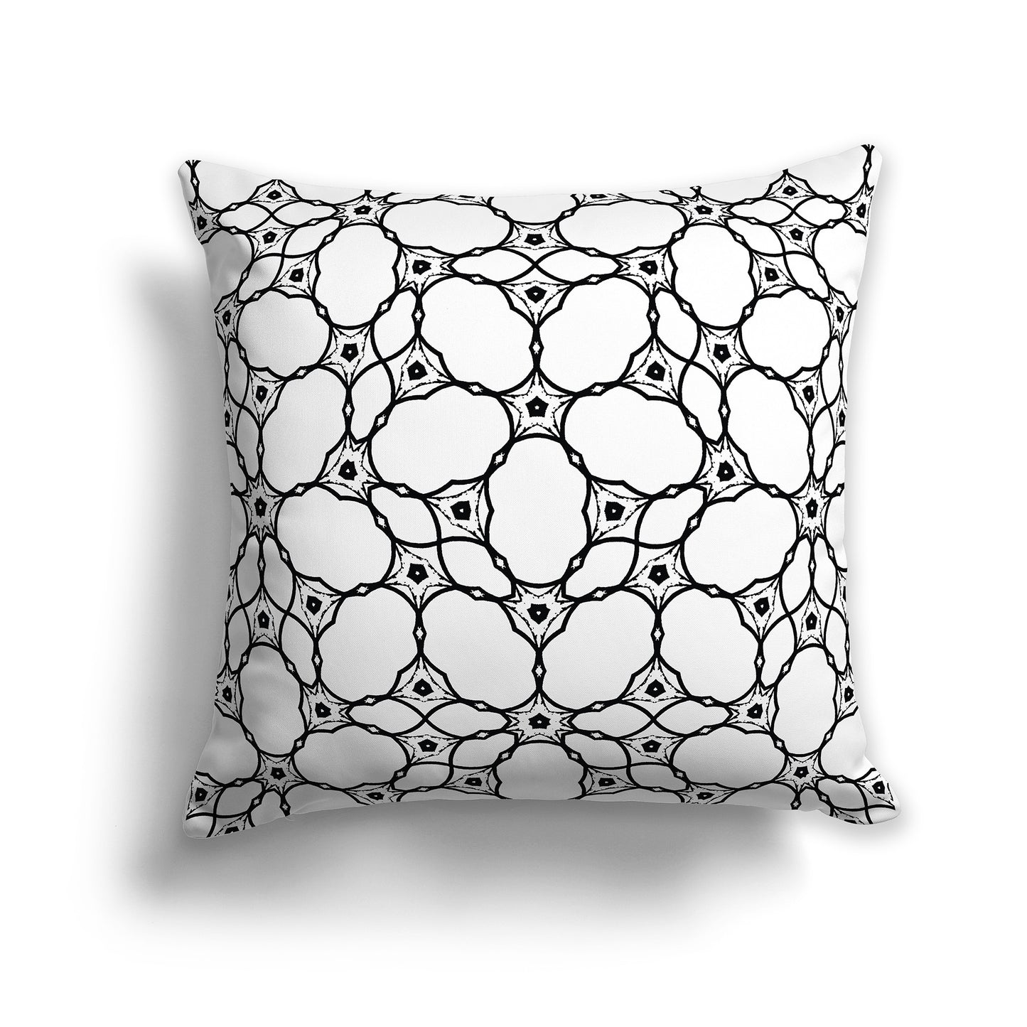 White 18 inch Throw Pillow with Black Cloud-shaped Pattern