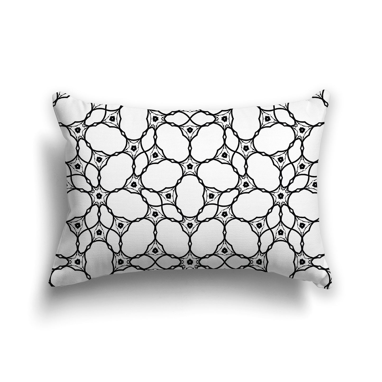 White 20x14 inch Lumbar Throw Pillow with Black Cloud-shaped Pattern