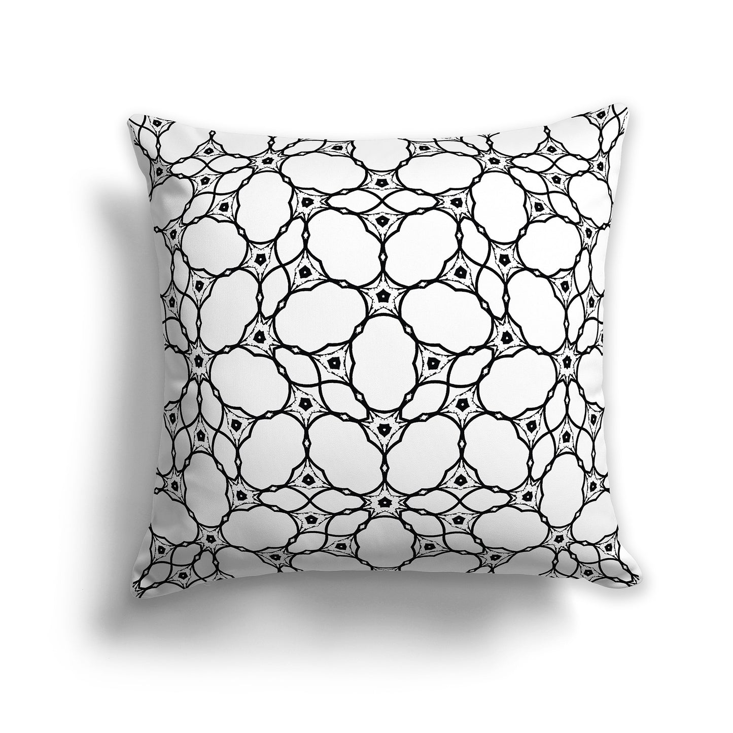 White 20 inch Throw Pillow with Black Cloud-shaped Pattern